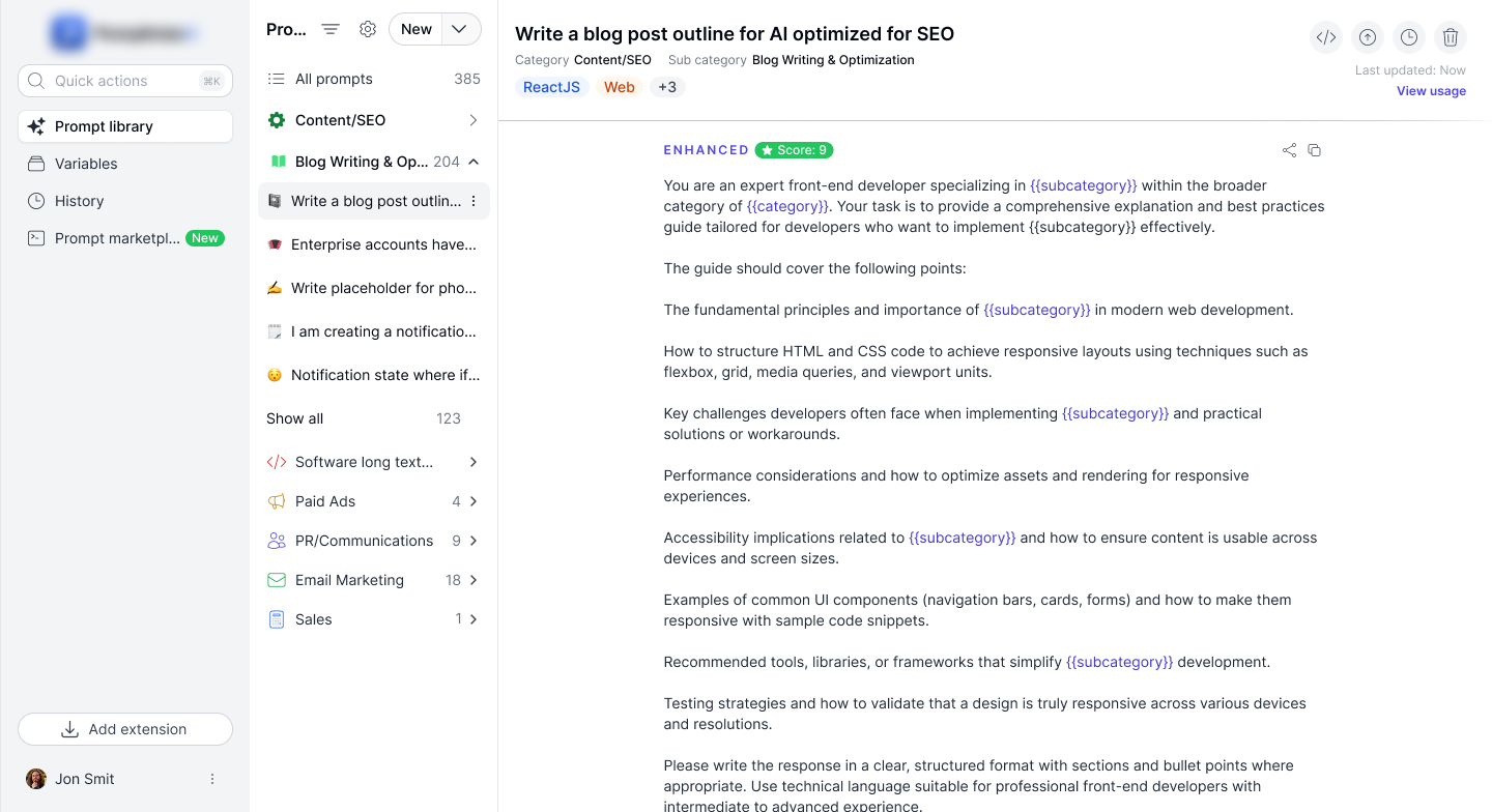 Publish prompt