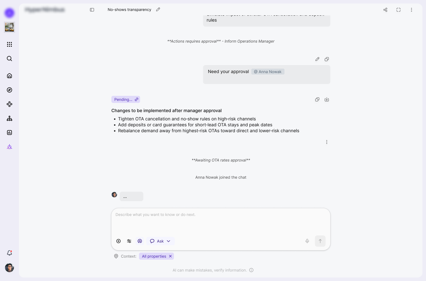 Make chat group to ask for approval or collaborate